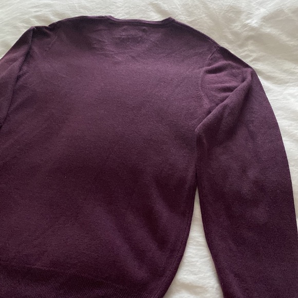 Mens M NWOT cashmere-feel plum V-neck sweater - Picture 5 of 7